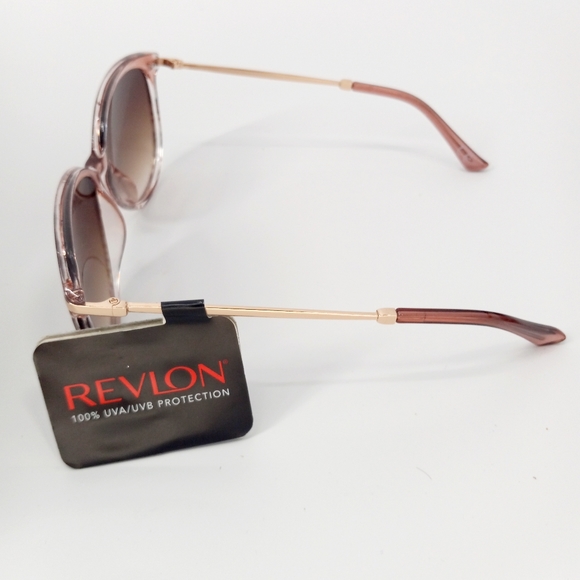 Revlon Cat Eye 🍑 Peach Stripe Horizon Plastic Metal Hybrid Sunglasses NWT - Picture 2 of 4